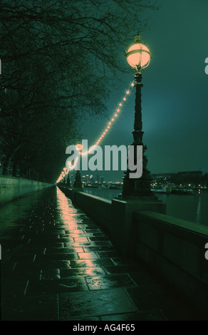 L'Albert Embankment di fronte al Palazzo del Parlamento a Londra Foto Stock