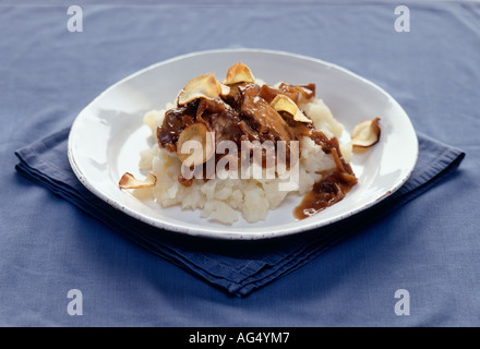 Le cipolle di fegato e mash Foto Stock