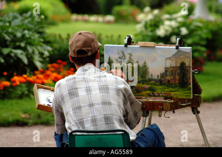 Artista pittura presso Tsarkoe Selo Park Nr st Pietroburgo FEDERAZIONE RUSSA Foto Stock