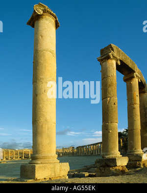 Le antiche rovine di Jaresh, nel nord della Giordania Foto Stock