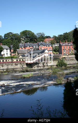 Stazione di Llangollen e il fiume Dee 005 Foto Stock