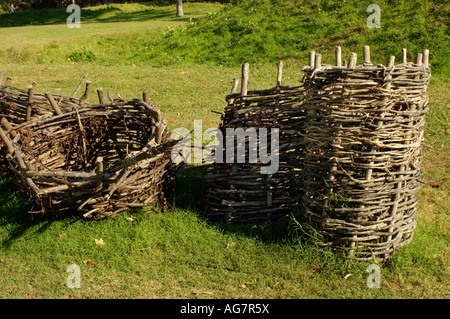 La guerra rivoluzionaria di protezione dello schermo di vimini a Yorktown battlefield Virginia. Fotografia digitale Foto Stock