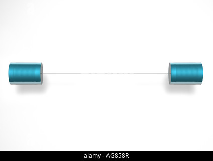 Telefono realizzato dal cavo e lattine di lattina Dosentelefon Foto Stock