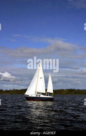 Barca a vela sul Lough Derg Irlanda Foto Stock