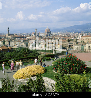 Vista panoramica su Firenze dal Piazzale Michelangelo, Toscana, Italia Foto Stock