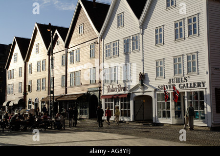 Vecchie case in legno di Bryggen, Bergen, Norvegia. Foto Stock