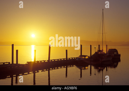 Alba sul pontile Coupeville Ebey's Landing National Historic Reserve Coupeville Whidbey Island Washington Foto Stock