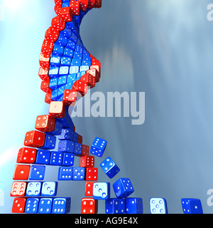 Fatta di DNA del gioco di dadi. Scienza concettuale 3d illustrazione Foto Stock