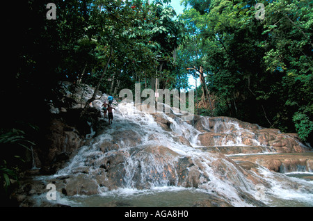 Giamaica Dunns River Falls Ocho Rios giamaicano di punto di riferimento Foto Stock