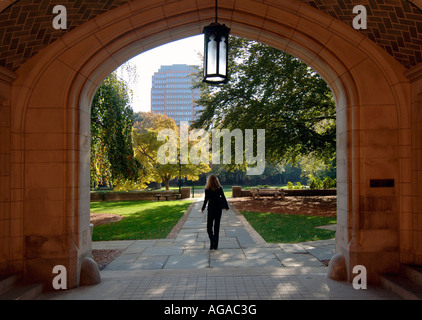 New Haven, CT. Università di Yale Dettaglio di Silliman college residenziale Foto Stock