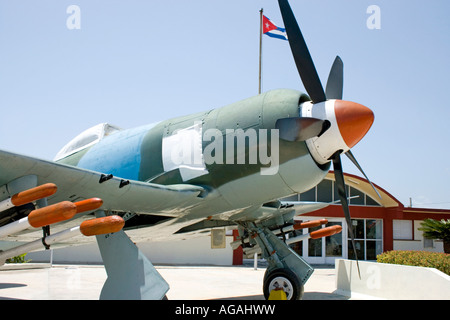 British Hawker Sea Fury piano, utilizzato da Caban Air Force, a Baia dei Porci Museum, Playa Giron, sulla Baia dei maiali, Cuba Foto Stock