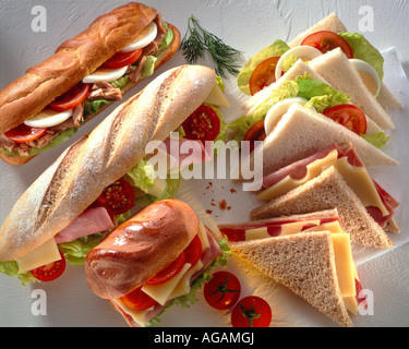 Immagine di overhead di panini e rotoli Foto Stock