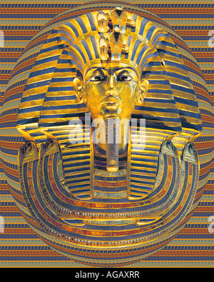 Maschera di oro da King Tut della tomba Museo del Cairo, Egitto Foto Stock