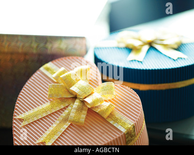Close-up di confezioni regalo Foto Stock
