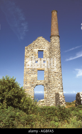 Bosigran miniera di stagno casa del motore in Occidente Penwith distretto di Cornwall, Regno Unito Foto Stock