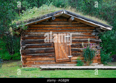 Il martinetto cabina di Londra nella storica città mineraria di Dawson City Yukon Territory Canada Foto Stock