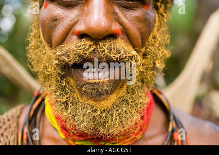 Huli tribesman, le Highlands, Papua Nuova Guinea Foto Stock