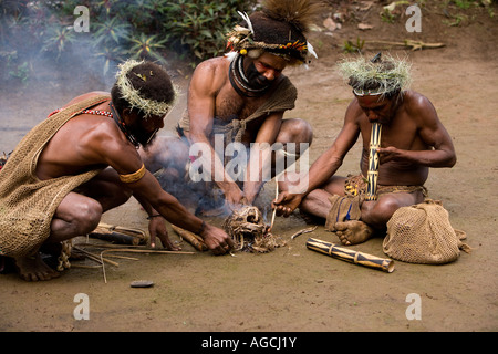 Messa a fuoco, Huli tribù, Papua Nuova Guinea Foto Stock