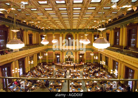 Michigan State House la camera con la Casa dei Rappresentanti nella sessione di marzo 2005 Foto Stock