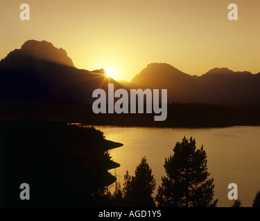 Stati Uniti - Wyoming: lago Jackson & Grand Tetons al tramonto Foto Stock