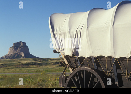 Il Nebraska Scottsbluff Scottsbluff Monumento Nazionale carro del tipo utilizzato dai coloni su Oregon Trail Foto Stock