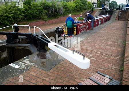 Il lavoro Grindley Brook scalinata si blocca sul Llangollen Canal vicino Whitchurch Shropshire Inghilterra Foto Stock