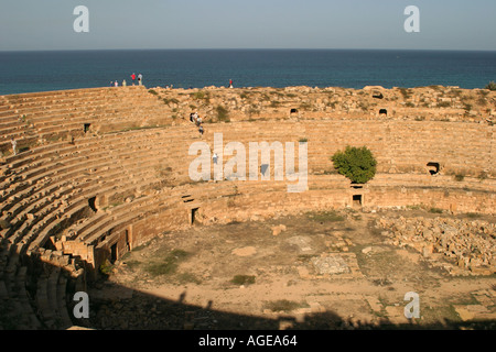 Libia Leptis Magna anfiteatro Foto Stock