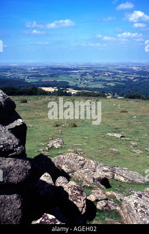 Vista Dartmoor dalla parte superiore del Kes Tor Foto Stock