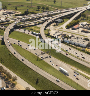 Vista aerea della US Highway junction a Dallas, in Texas negli Stati Uniti Foto Stock