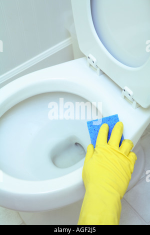 La pulizia bagno wc Foto Stock