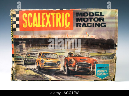 Coperchio scatola da un 1960 Modello Scalextric Motor Racing impostato Foto Stock