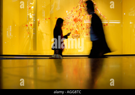 Pedoni passando un esclusivo store Ginza, Tokyo, Giappone Foto Stock