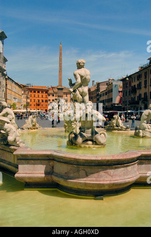 Fontana di Nettuno, la Fontana di Nettuno, Piazza Navona, Roma, Italia Foto Stock
