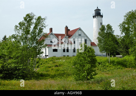 Punto Iroquois faro luce dalla stazione di Hiawatha National Forest in Michigan s Penisola Superiore Foto Stock