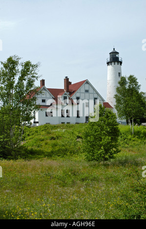 Punto Iroquois faro luce dalla stazione di Hiawatha National Forest in Michigan s Penisola Superiore Foto Stock