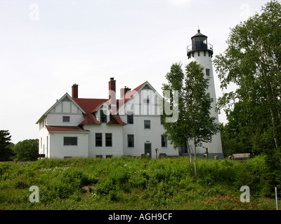 Punto Iroquois faro luce dalla stazione di Hiawatha National Forest in Michigan s Penisola Superiore Foto Stock