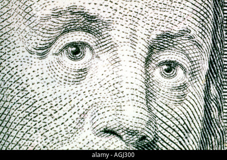 Benjamin Franklin su Stati Uniti un centinaio di dollari close up Foto Stock