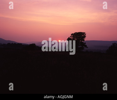 Sunset Hawes Wensleydale Yorkshire Dales Yorkshire Inghilterra Foto Stock