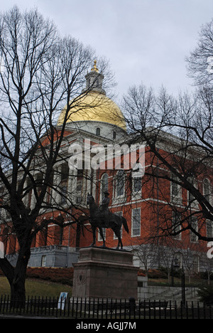 Boston Massachusetts statua del Maggiore Generale Joseph Hooker di fronte al Massachusetts State House Aprile 2007 Foto Stock