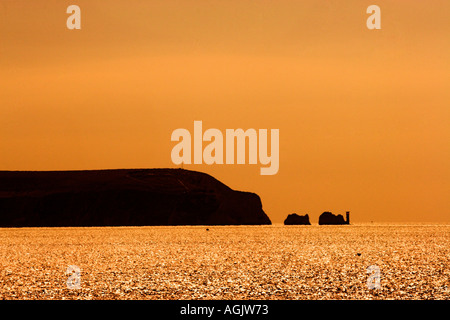 Silhouette di aghi Isola di Wight Foto Stock