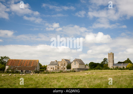 Abbazia di Muchelney vicino Langport sui livelli di Somerset Foto Stock