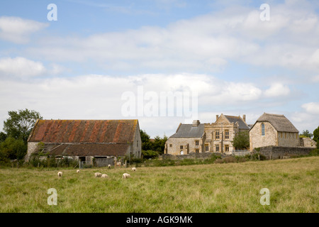 Abbazia di Muchelney vicino Langport sui livelli di Somerset Foto Stock