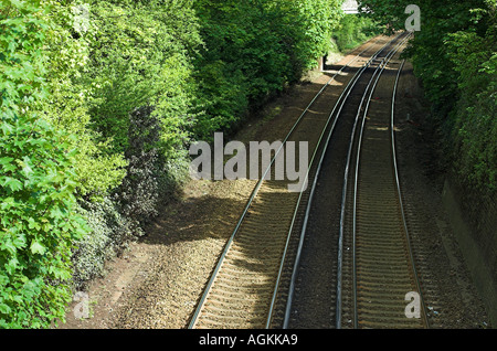 Binari del treno a West Malling rail station Foto Stock