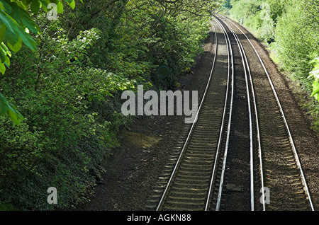 Binari del treno a West Malling rail station Foto Stock