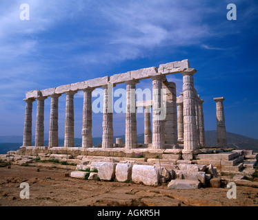 Attica Grecia Capo Sounion tempio di Poseidone Foto Stock