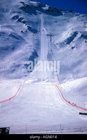 Il chilometro lanciato speed Ski Run Les Arcs Francia Foto Stock