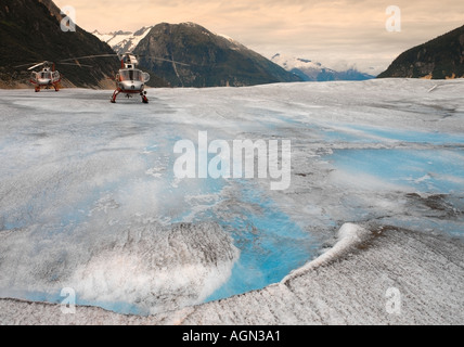 Elicotteri turistici su Juneau campi di ghiaccio in Alaska, STATI UNITI D'AMERICA Foto Stock