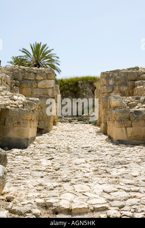 Israele Jezreel Valley Tel Meghiddo National Park City Gate dal tardo periodo del bronzo 1550 1150 BCE Foto Stock