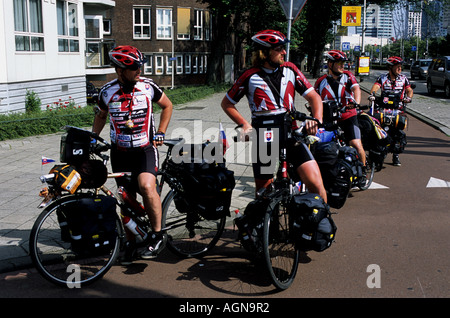 I ciclisti slovacca su un grand tour in tutta Europa, Rotterdam, Olanda. Foto Stock