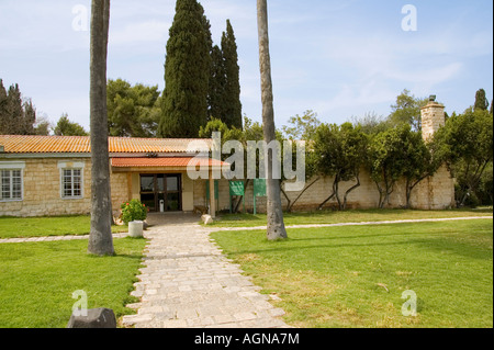 Israele Jezreel Valley Tel Meghiddo parco nazionale l'ingresso principale e la costruzione del museo Foto Stock